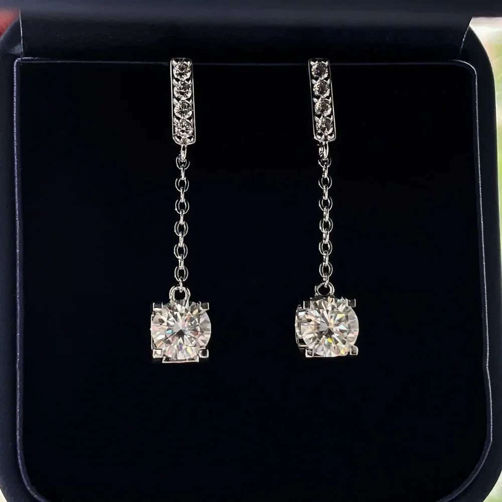Certified 2ct. t.w. Moissanite Diamond Drop Earrings NEW A - Picture 8 of 14